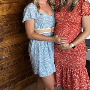 Light blue floral babydoll dress